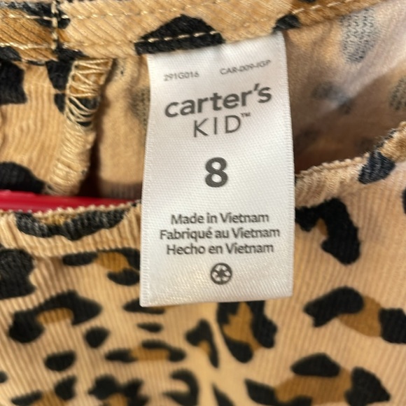 CARTERS UEC Girls Size 8 Corduroy Drop Waist Cheetah Animal Print Dress Brown - Picture 7 of 12